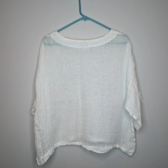 J. Jill Pure Jill Linen Airy Weave Oversized Kimono Top S Lagenlook Boho  White - Picture 2 of 9